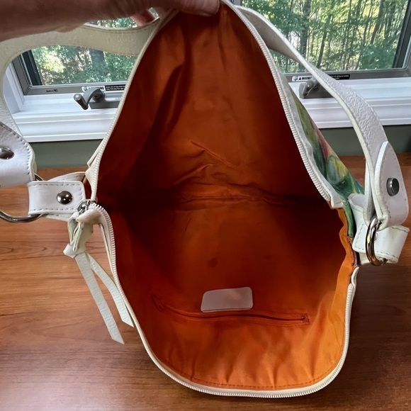 MAURIZIO TAIUTI Leather Floral Hand Painted Hobo Bag Crescent Boho Summer - Picture 8 of 15